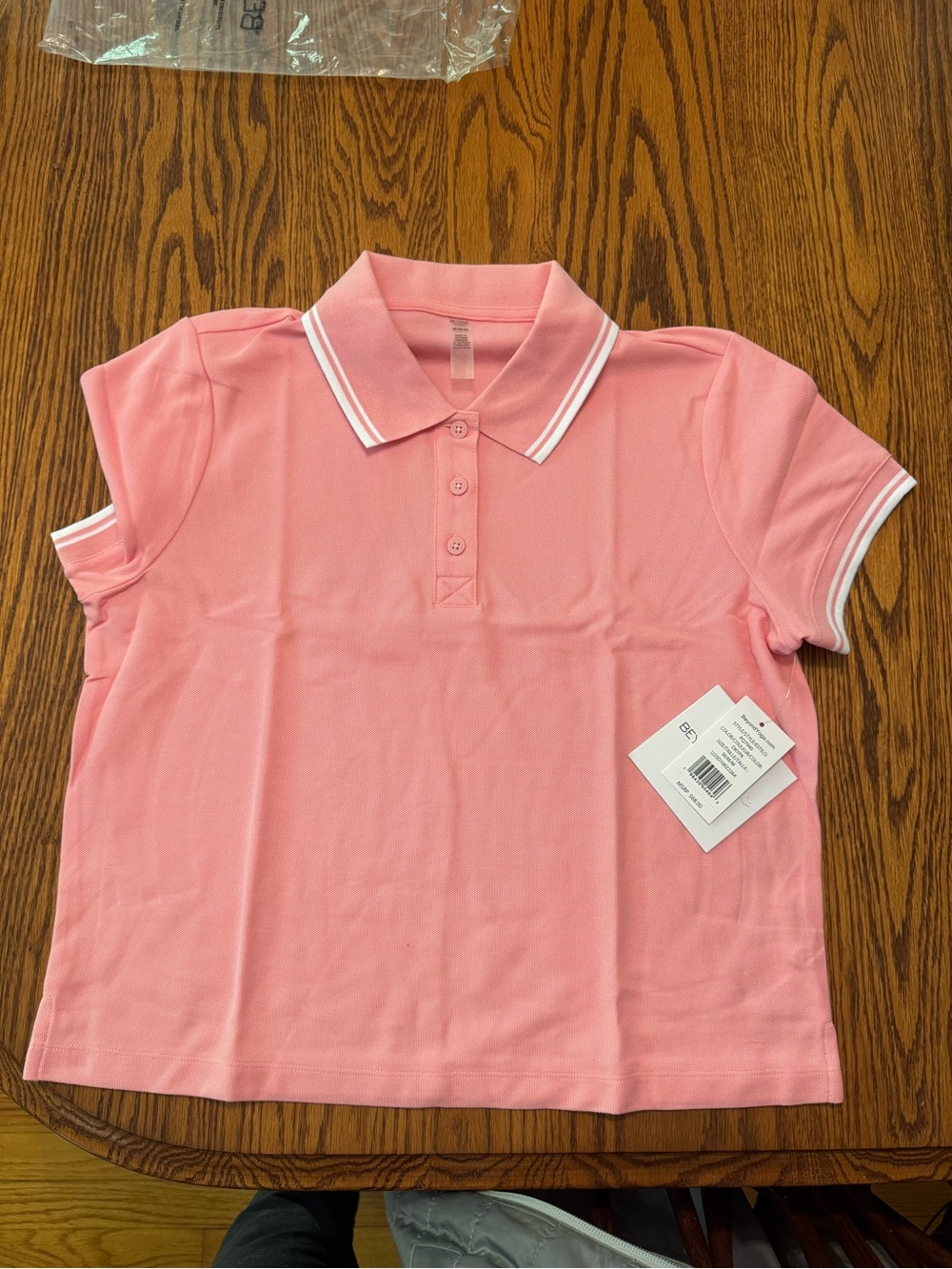 Beyond Yoga Pink Polo Shirt with Contrast Trim